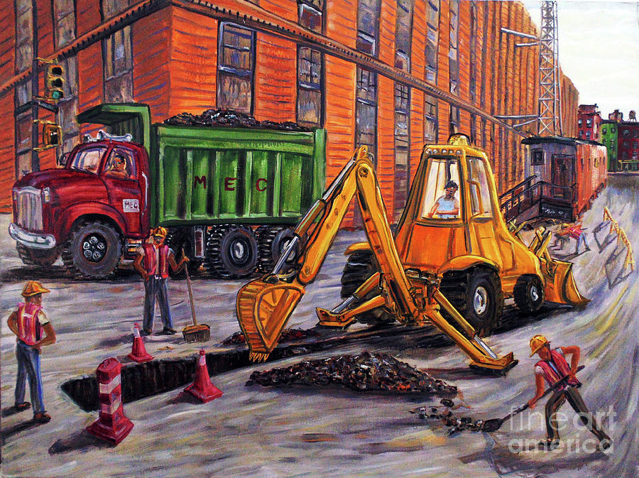 Taxi Driver Painting - Construction On Elizabeth Street by Arthur Robins