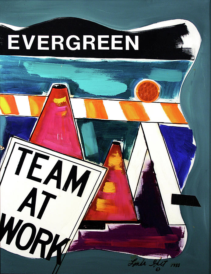 Construction Signs 2 Painting by Linda Holt