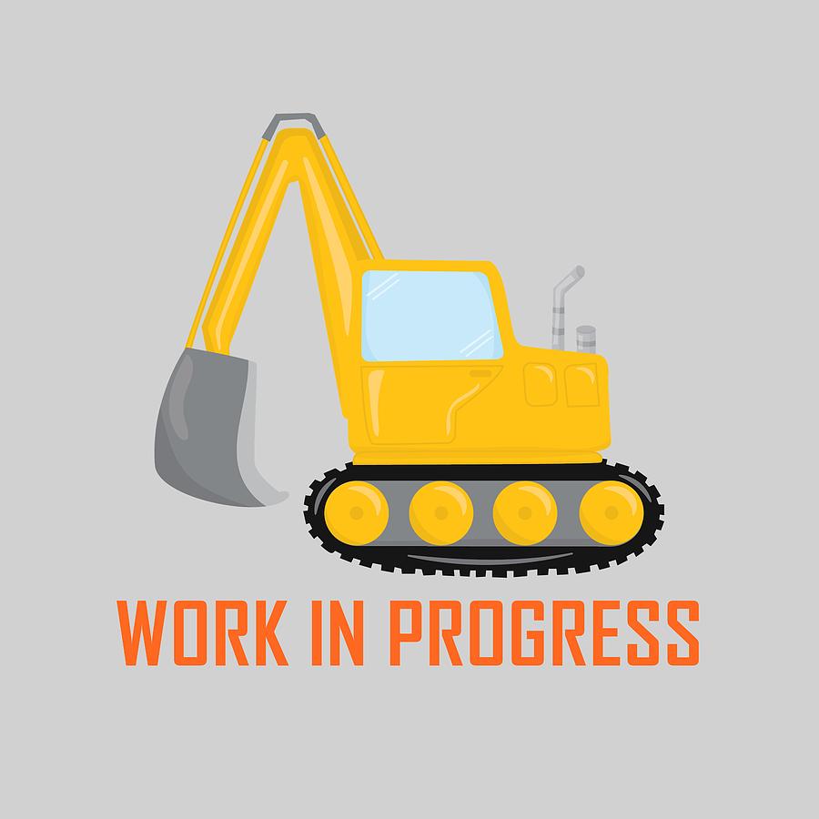 Construction Zone - Excavator Work In Progress Gifts - Grey Background Digital Art by KayeCee Spain