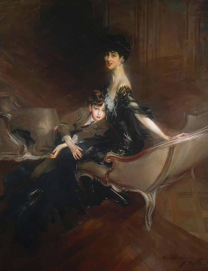 Consuelo Vanderbilt - Duchess Of Marlborough And Her Son Lord Iv Painting by Mountain Dreams