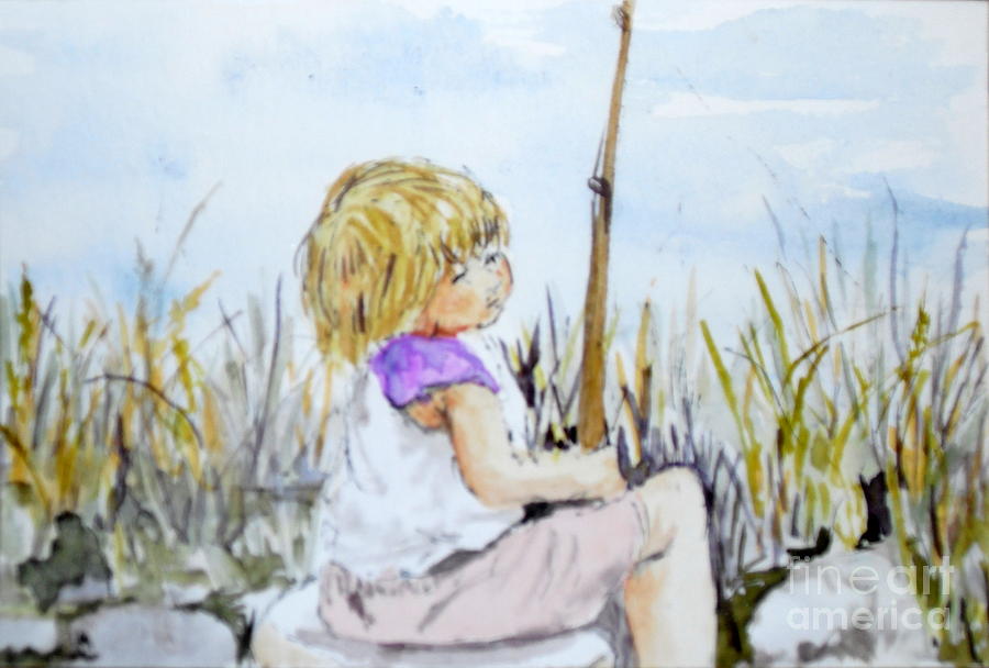 Contemplating Fishing Painting by Vicki  Housel