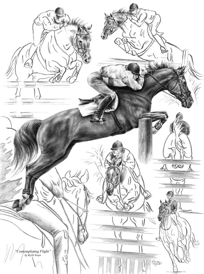 Contemplating Flight - Jumper Horse Drawing Drawing by Kelli Swan