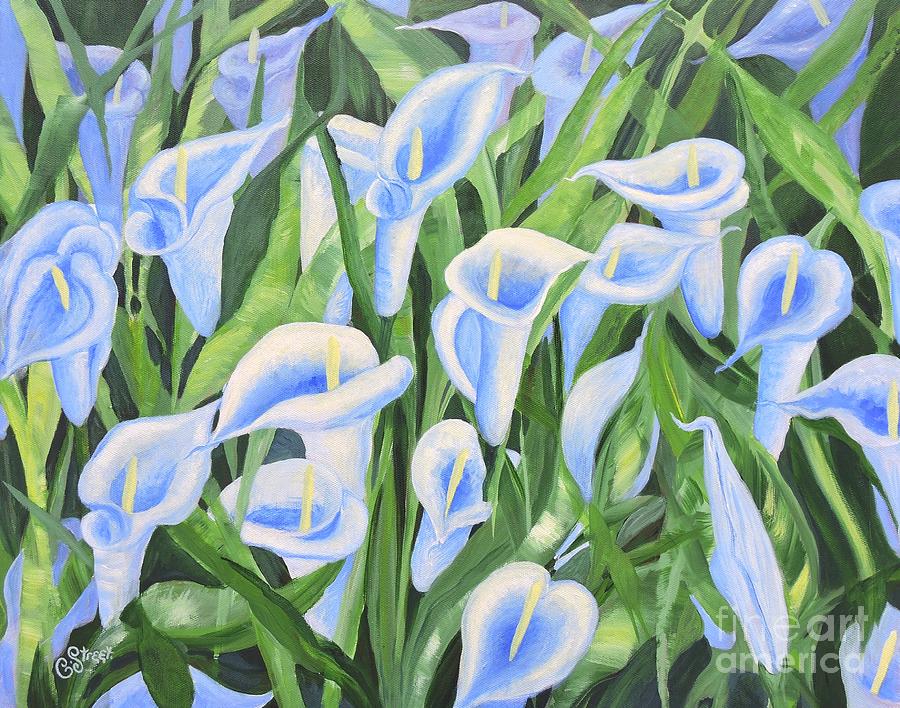 Flower Painting - Contemplating Lilies by Caroline Street
