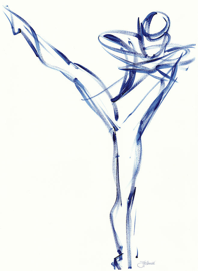 Contemporary Ballet Dancer, Blue Painting by Judith Kunzle