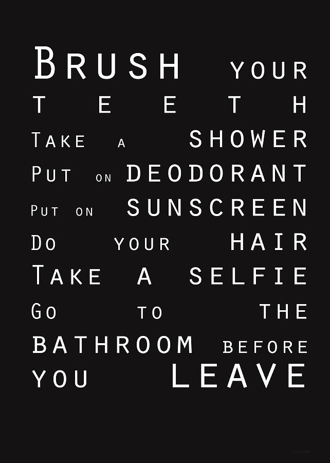 Black And White Digital Art - Contemporary Bathroom Rules - Subway Sign by Linda Woods