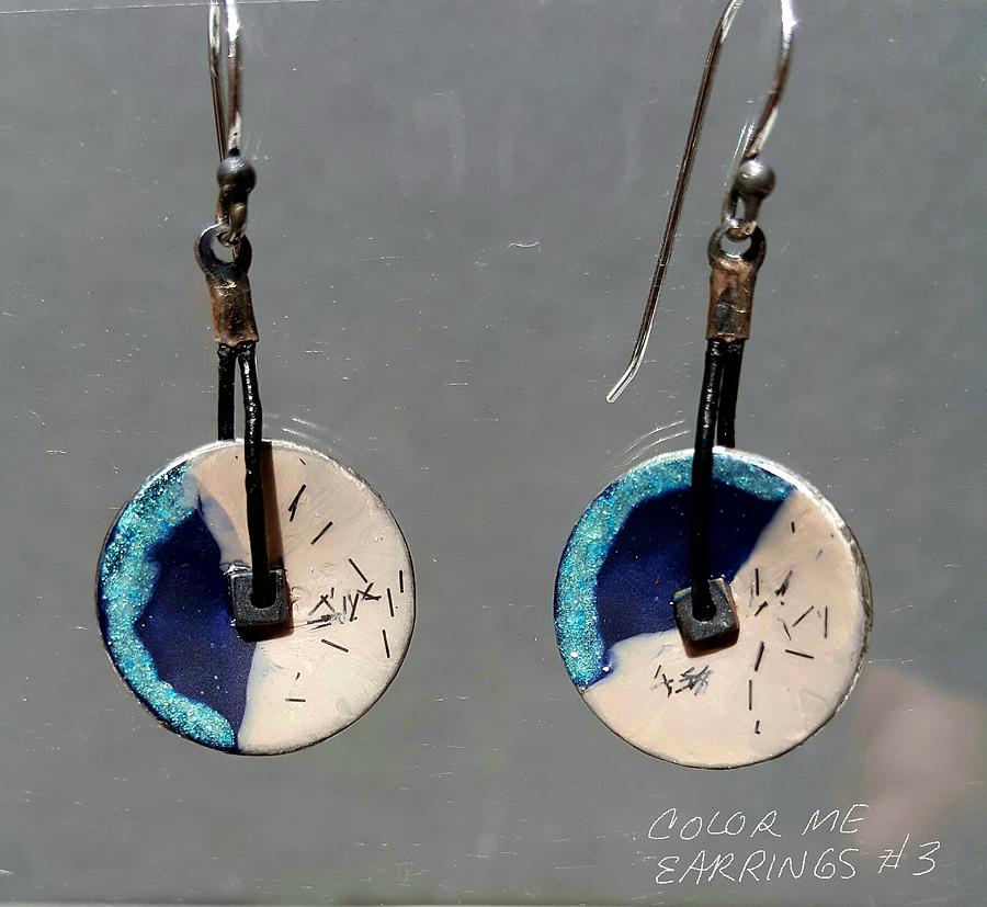 Contemporary blue, teal, tan earrings Jewelry by Brenda Berdnik