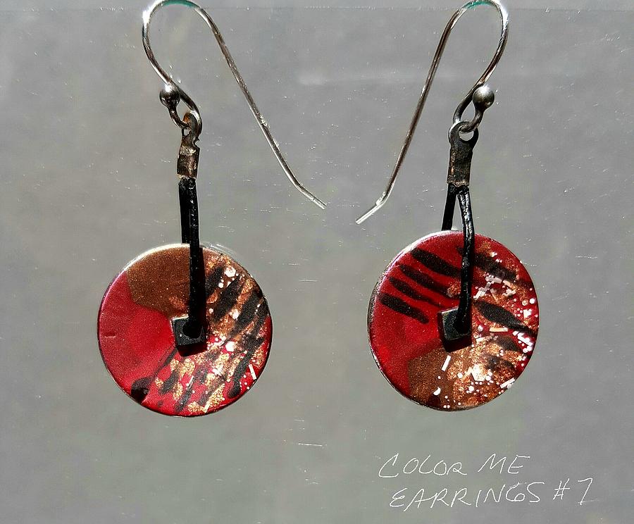 Contemporary brown, black, red earrings Jewelry by Brenda Berdnik