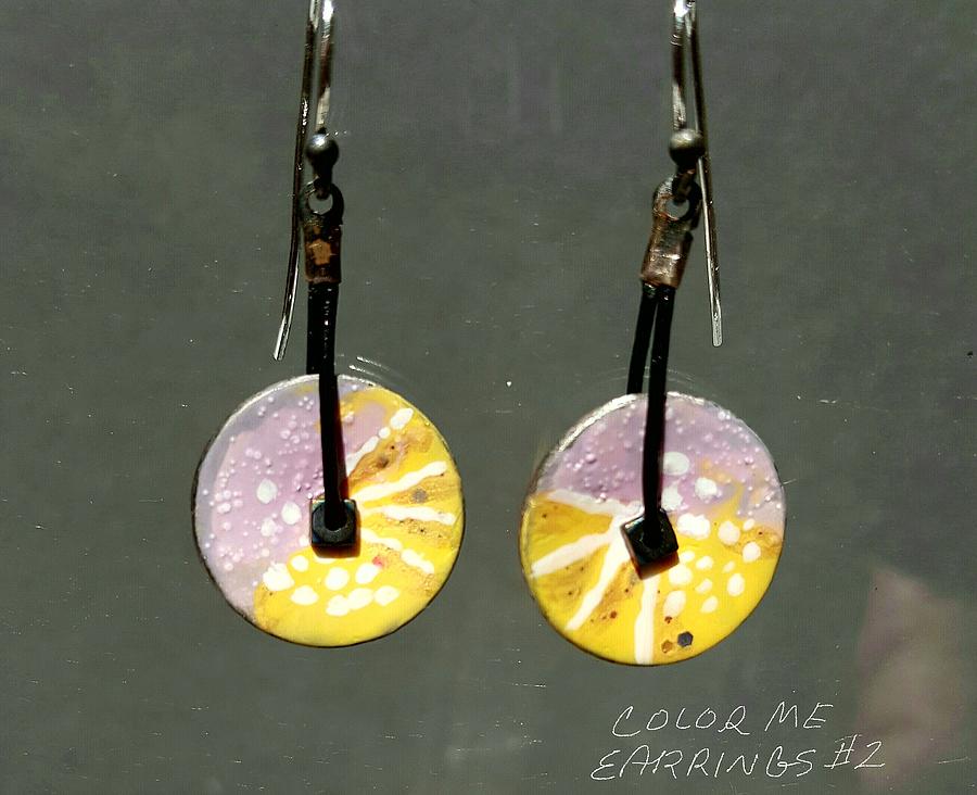 Contemporary lavender, orange yellow earrings Jewelry by Brenda Berdnik