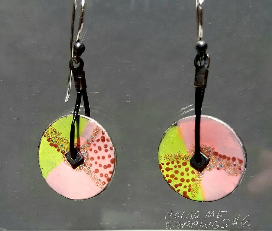 Contemporary pink, green earrings Jewelry by Brenda Berdnik
