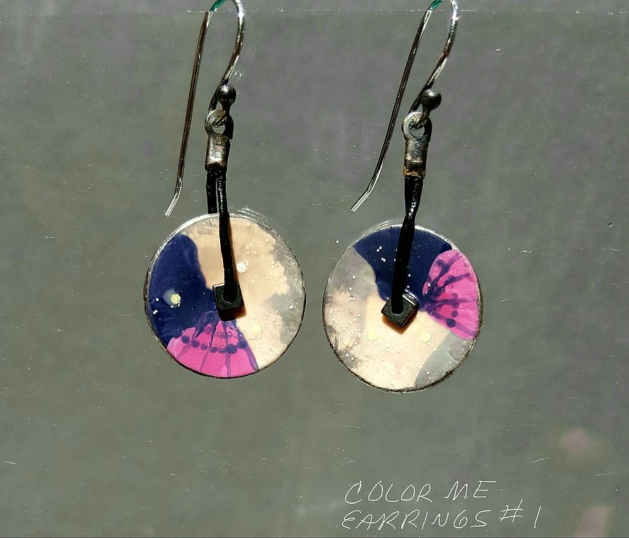 Contemporary purple, tan, dark blue,earrings Jewelry by Brenda Berdnik