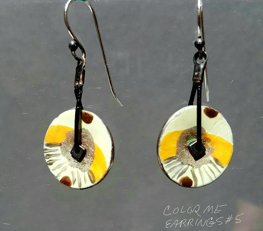 Contemporary yellow, brown, orange earrings Jewelry by Brenda Berdnik