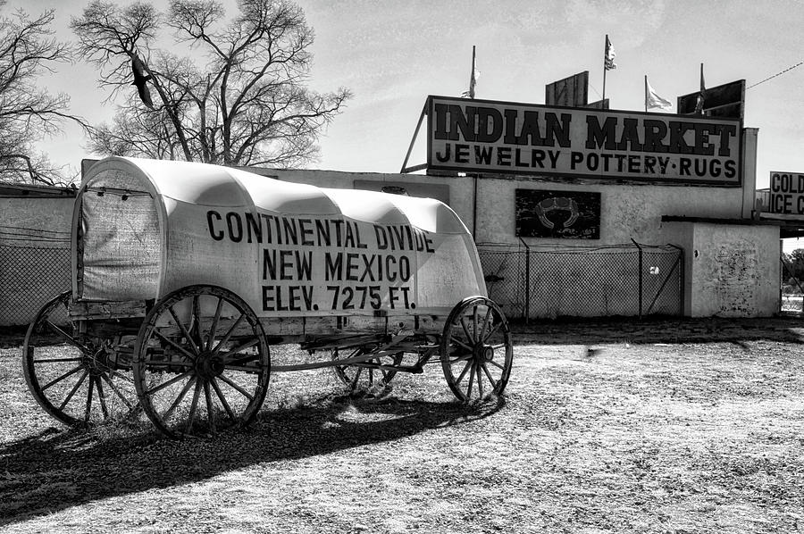 Continental Divide New Mexico Signage BW Photograph by Thomas Woolworth
