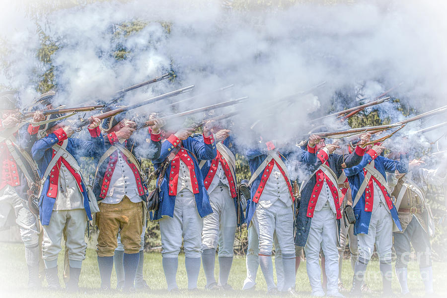 Continental Soldiers Volley Fire  Digital Art by Randy Steele