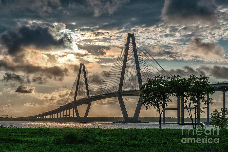 Contrasty Clouds over Cooper River Bridge  Photograph by Dale Powell
