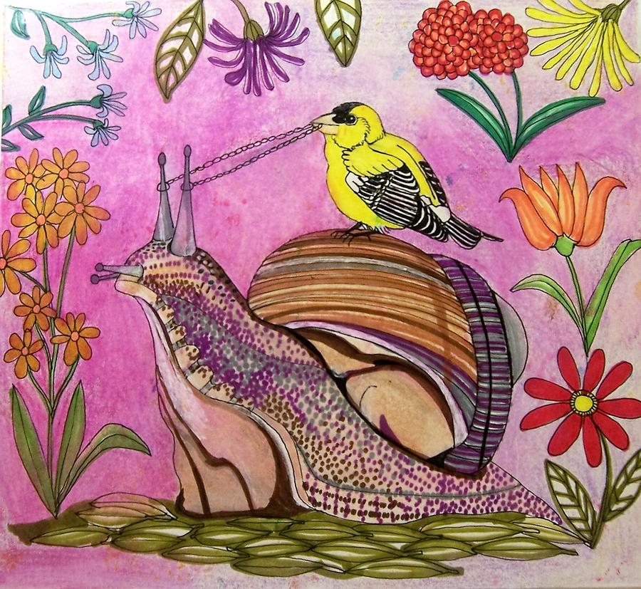 Control that Snail Mixed Media by Lynn Meadows - Pixels