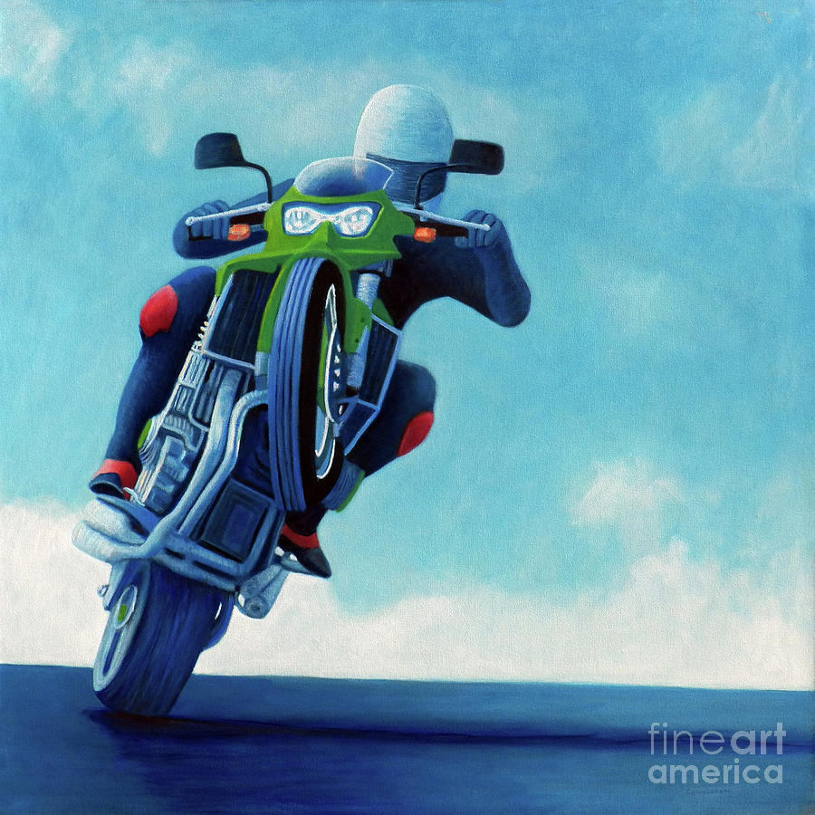 Motorcycle Painting - Controlled Mayhem by Brian Commerford