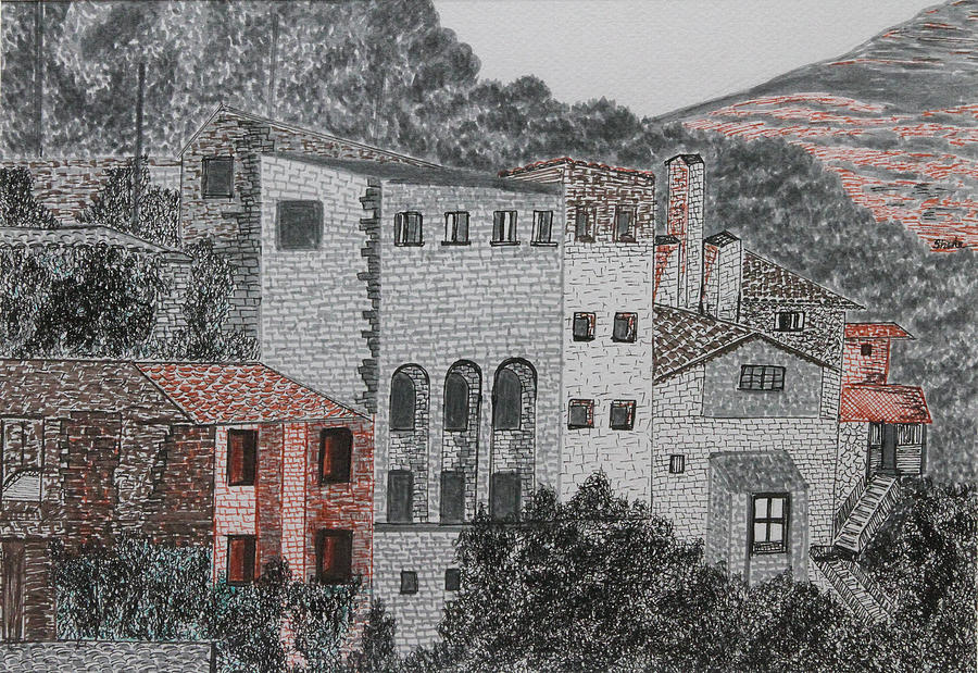 Italy Drawing - Convent at Assisi by Sherin  Botejue