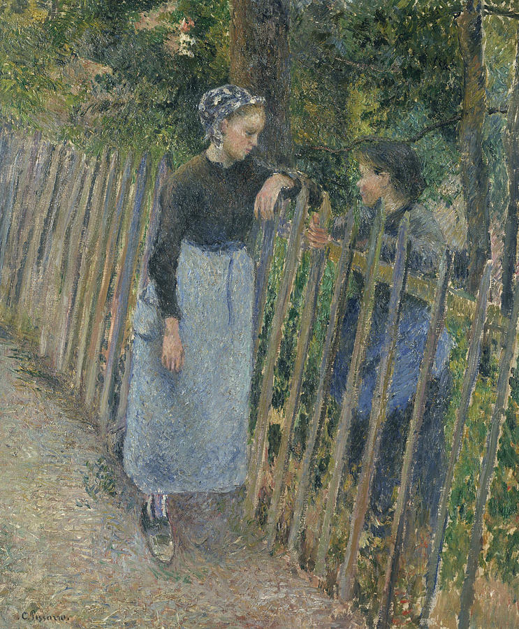 Conversation Painting by Camille Pissarro