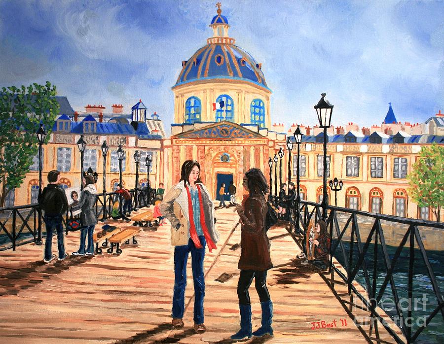 Conversation sur le pont des Arts Painting by Janice Best