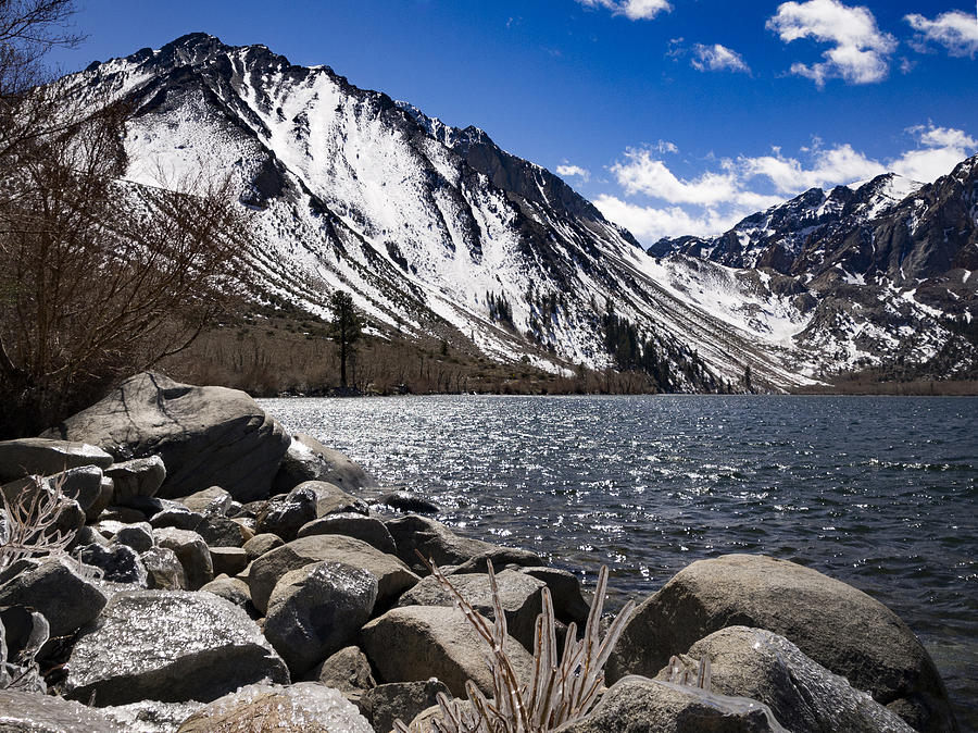 Convict Lake with Ice by Jean Noren Photograph by Jean Noren