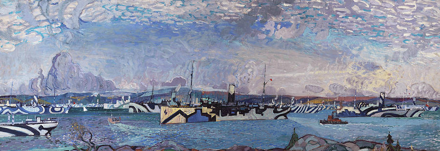 Convoy in Bedford Basin Painting by Arthur Lismer
