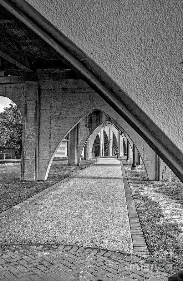 Conway River Walk Black And White Photograph by Kathy Baccari