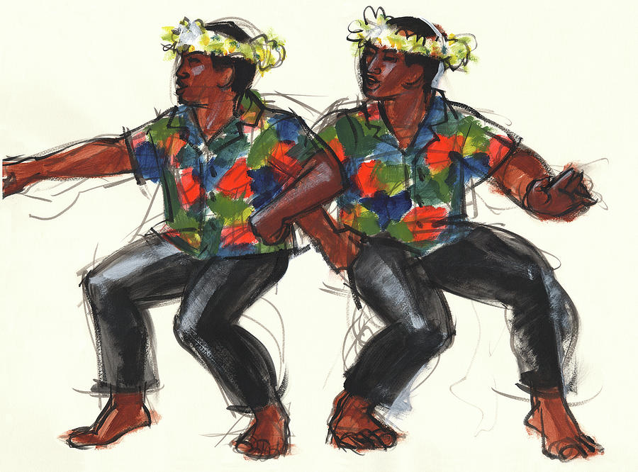 Cook Islands Ute Dancers Painting by Judith Kunzle