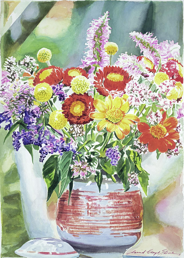 Cookie Jar Flowers Painting by David Lloyd Glover