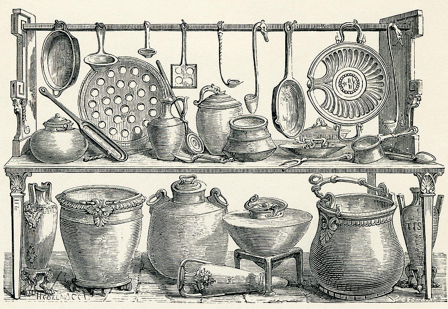 Cooking Utensils Found In Pompeii Drawing by Vintage Design Pics