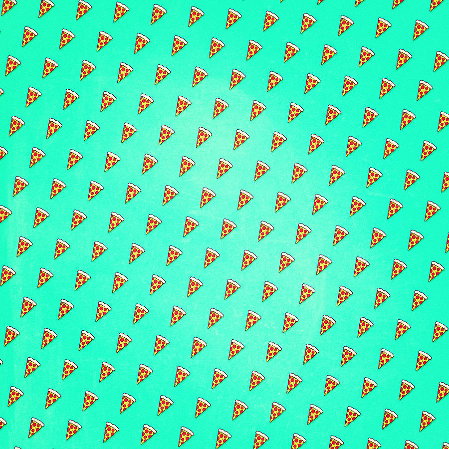 Cool Digital Art - Cool and Trendy Pizza Pattern in Super Acid green   turquoise   blue by Philipp Rietz
