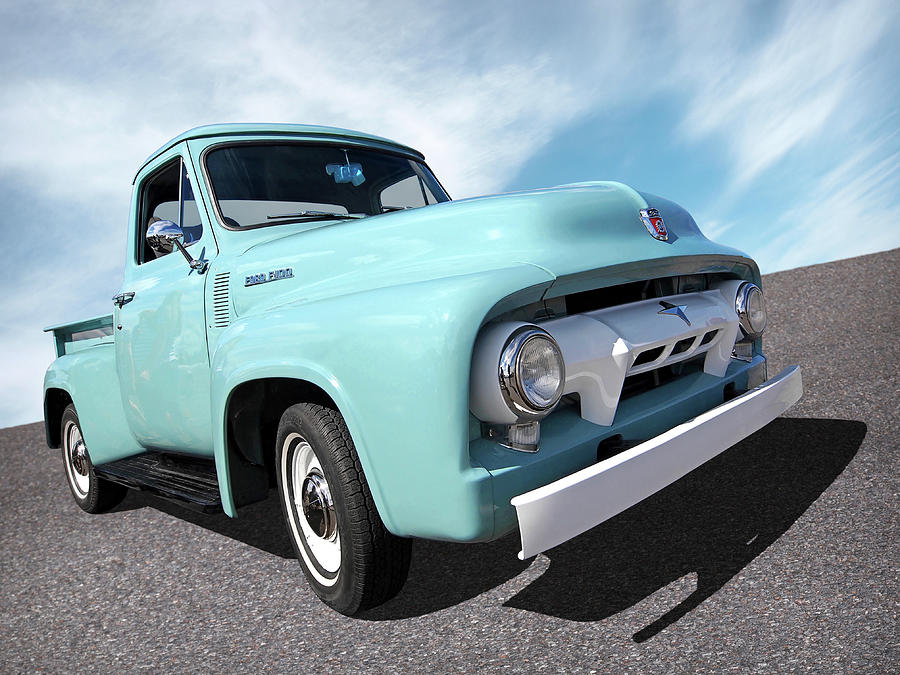 Cool as Ice - 1954 Ford F-100 Glacier Blue Photograph by Gill Billington