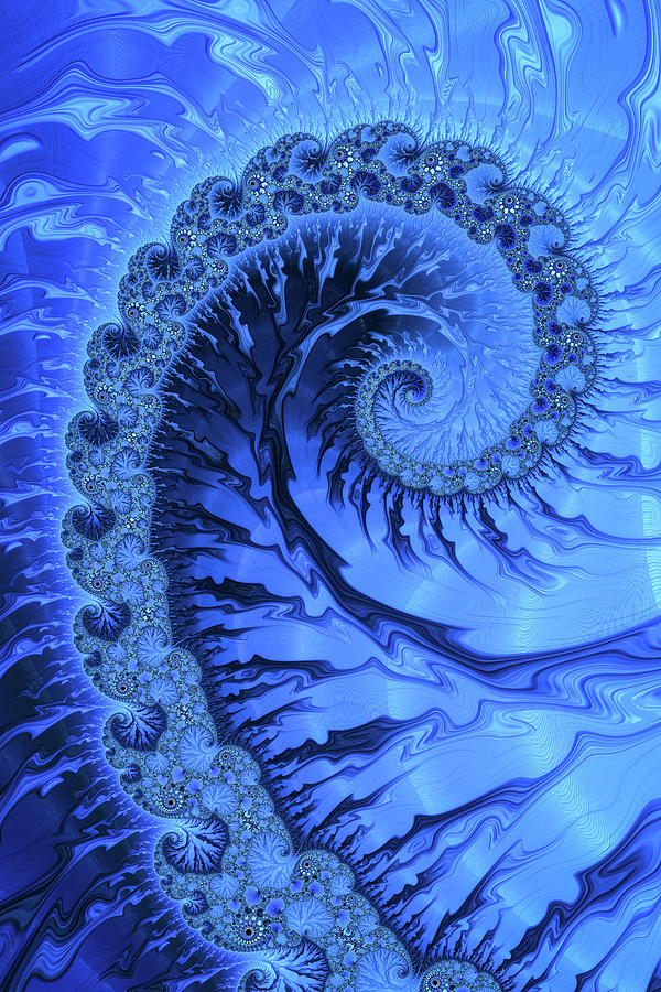 Cool blue Fractal Spiral Digital Art by Matthias Hauser