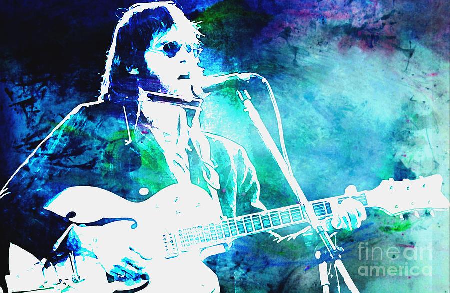 Neil Young Painting - Cool Blue Neil by John Malone