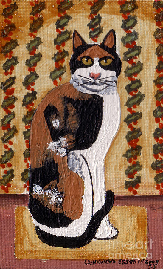 Cool Calico Cat Painting by Genevieve Esson