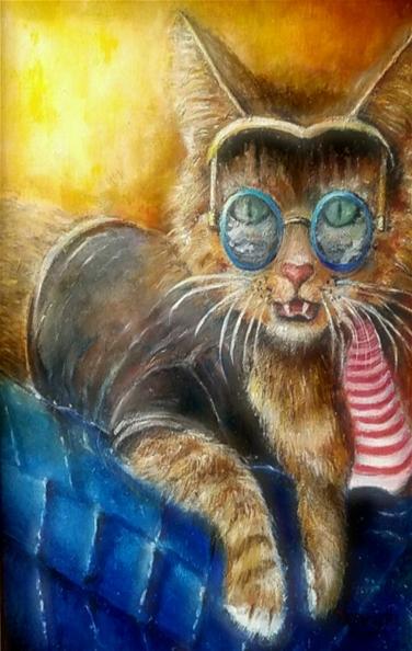 Cool Cat Rocks Painting by Bernadette Krupa