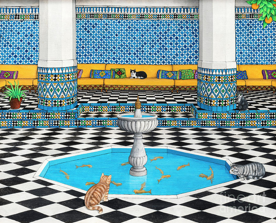 Cat Painting - Cool Cats in Marrakech by Larry Smart