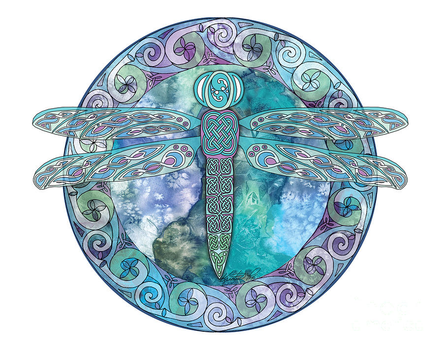 Cool Celtic Dragonfly Mixed Media by Kristen Fox