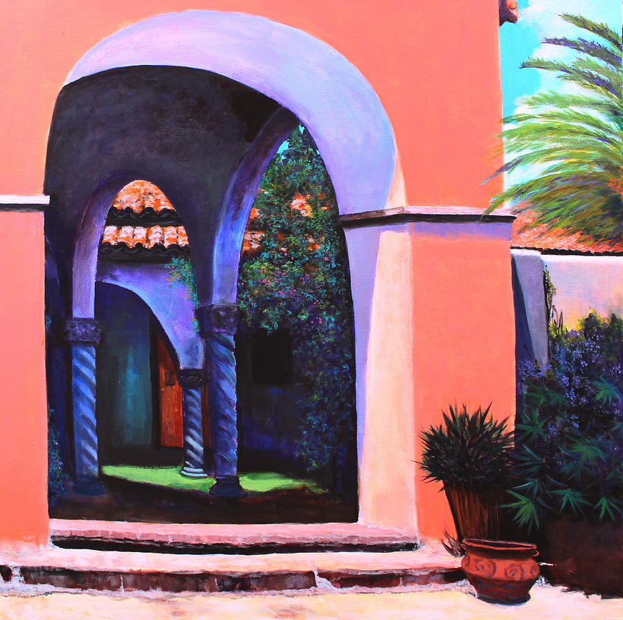 Cool Courtyard Painting by M Diane Bonaparte