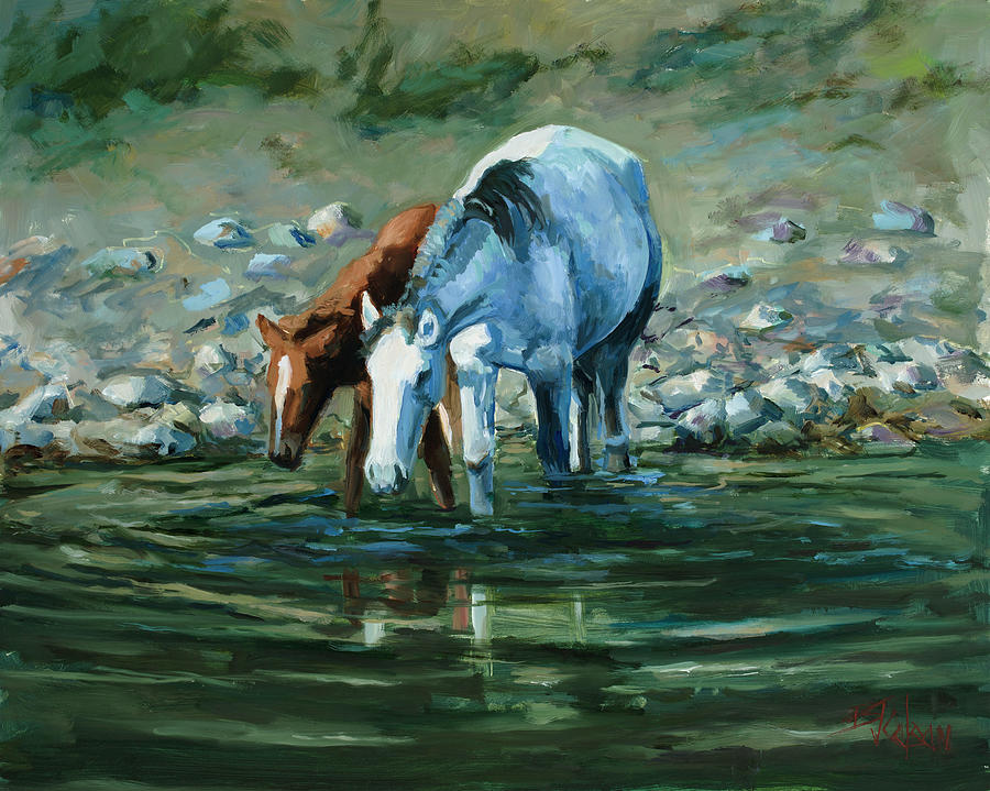Horse Painting - Cool Drink by Billie Colson