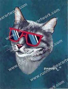 Cartoon Painting - Cool Kitty by Michael Meissner Cartoon Painting - Cool Kitty by Michael Meissner
