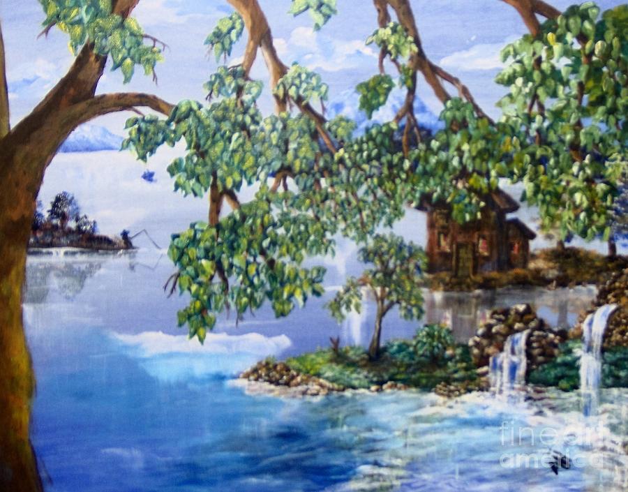 Cool Lake Painting by Saundra Johnson