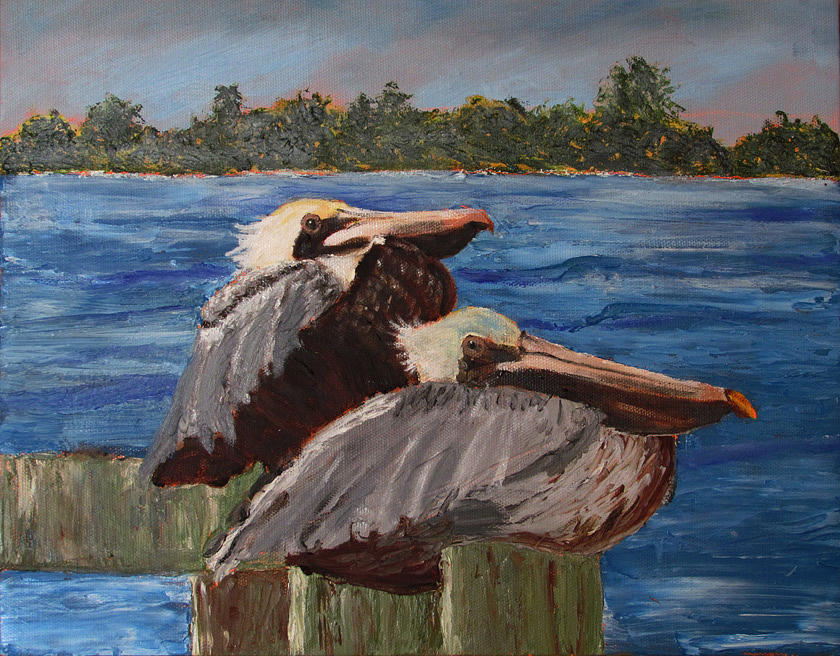 Pelican Painting - Cool Pelicans by Libby Cagle Pelican Painting - Cool Pelicans by Libby Cagle