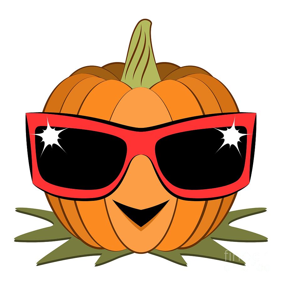 Cool Pumpkin Wearing Retro Nineties Sunglasses Digital Art by MM Anderson