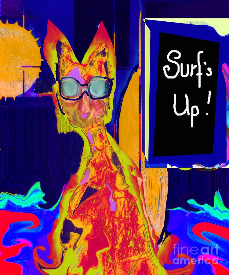 Cool Surfer Cat  Digital Art by Zsanan Studio