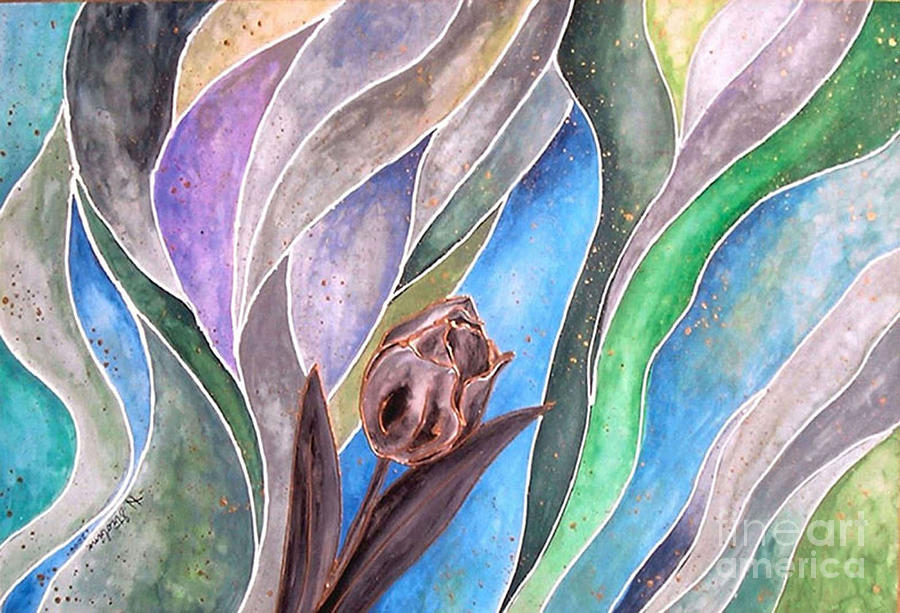 Cool Tulip Horiz. Painting by Herb Strobino