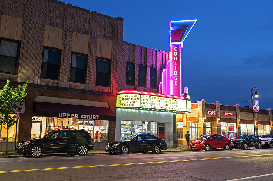 Coolidge Corner Brookline MA Neon Sign Movie Theater Photograph by Toby McGuire