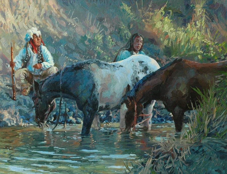 Horse Painting - Cooling Down by Jim Clements