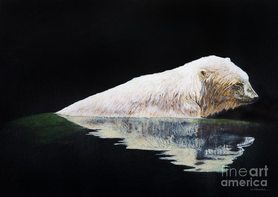 Polar Bear Painting - Cooling off-Chinook by Monica Carrell Polar Bear Painting - Cooling off-Chinook by Monica Carrell