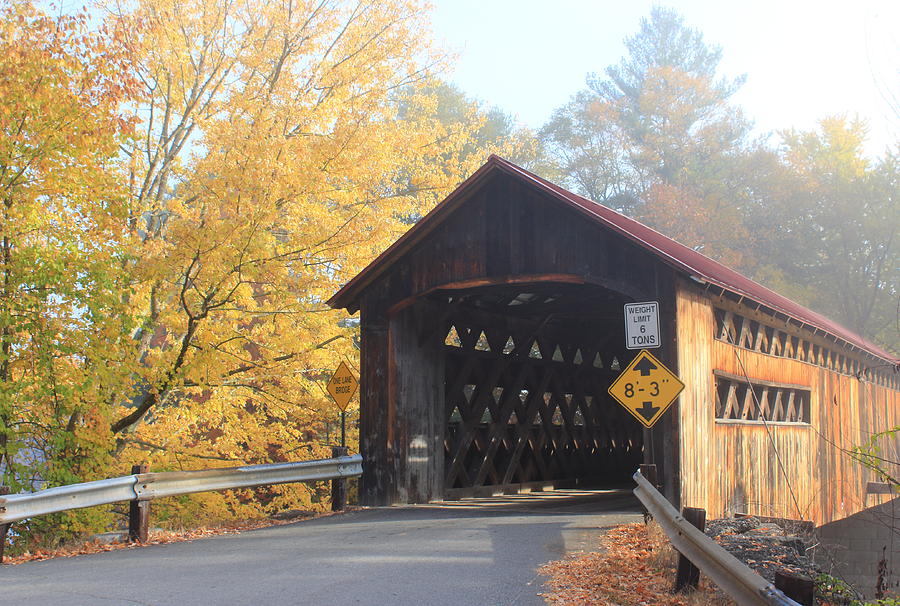 Coombs Covered Bridge Winchester Autumn Fog Photograph by John Burk