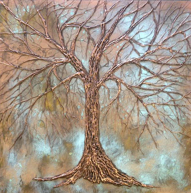Copper Tree Mixed Media by Teresa Fry